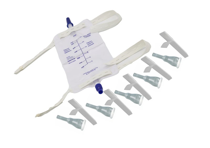 TOPMED ETS Complete Kit Urinary 5 Days 5 Condom Catheters External Self-Sea + 1 Leg Bag 750ml + Straps (Small 20 mm 0.8 Inch)